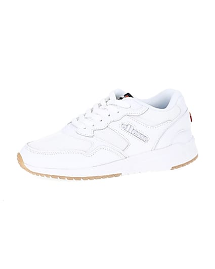 360 degree animation of product Ellesse NYC84 white lace-up trainers frame-2