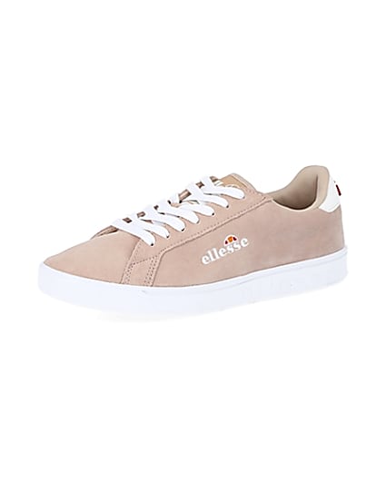 360 degree animation of product Ellesse pink suede lace-up trainers frame-1