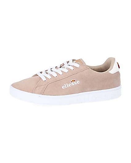 360 degree animation of product Ellesse pink suede lace-up trainers frame-2
