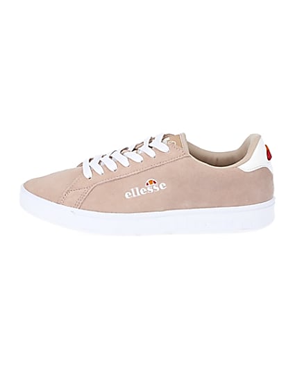 360 degree animation of product Ellesse pink suede lace-up trainers frame-3