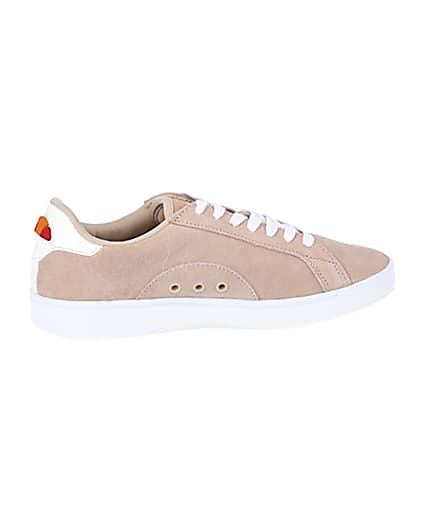 360 degree animation of product Ellesse pink suede lace-up trainers frame-14