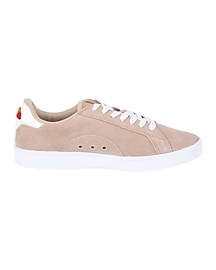360 degree animation of product Ellesse pink suede lace-up trainers frame-15
