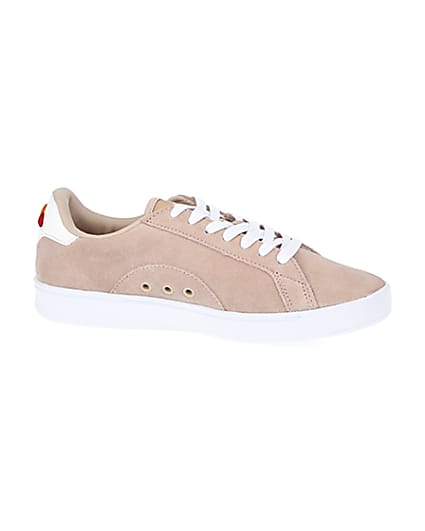 360 degree animation of product Ellesse pink suede lace-up trainers frame-16