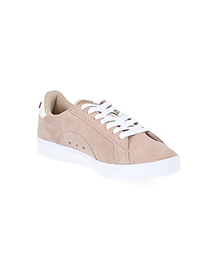360 degree animation of product Ellesse pink suede lace-up trainers frame-18