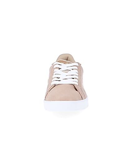 360 degree animation of product Ellesse pink suede lace-up trainers frame-21