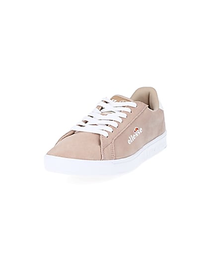 360 degree animation of product Ellesse pink suede lace-up trainers frame-23