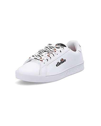 360 degree animation of product Ellesse white Campo embroidered trainers frame-0