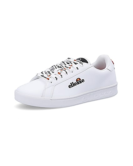 360 degree animation of product Ellesse white Campo embroidered trainers frame-1