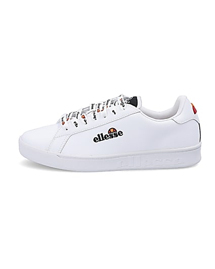 360 degree animation of product Ellesse white Campo embroidered trainers frame-3