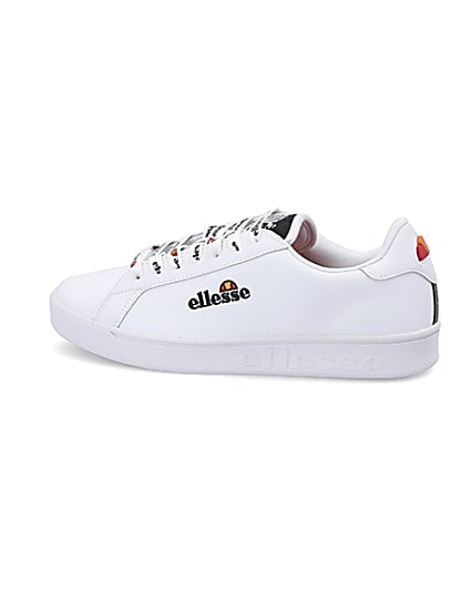 360 degree animation of product Ellesse white Campo embroidered trainers frame-4