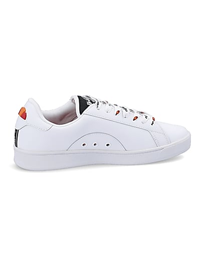 360 degree animation of product Ellesse white Campo embroidered trainers frame-14