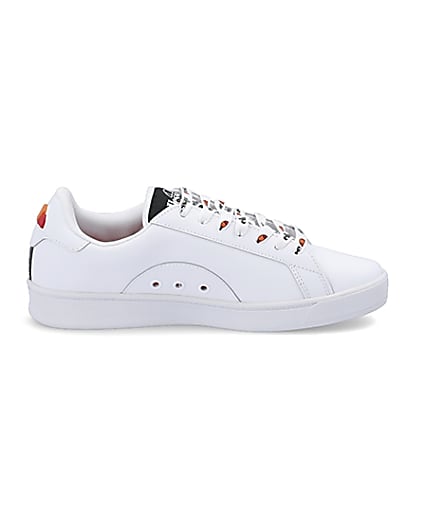 360 degree animation of product Ellesse white Campo embroidered trainers frame-15