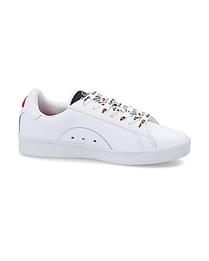 360 degree animation of product Ellesse white Campo embroidered trainers frame-16