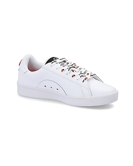 360 degree animation of product Ellesse white Campo embroidered trainers frame-17