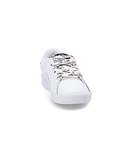 360 degree animation of product Ellesse white Campo embroidered trainers frame-20