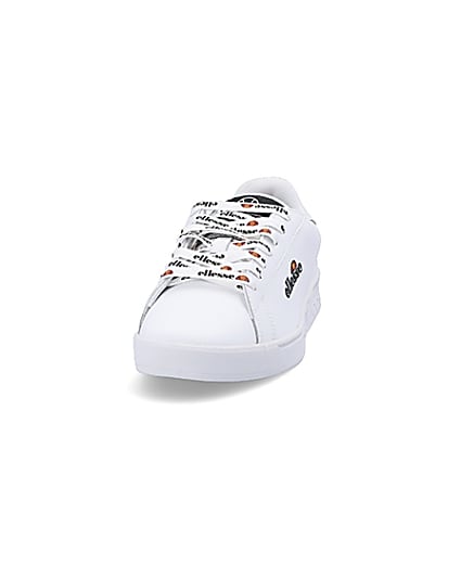 360 degree animation of product Ellesse white Campo embroidered trainers frame-22
