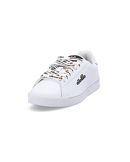 360 degree animation of product Ellesse white Campo embroidered trainers frame-23