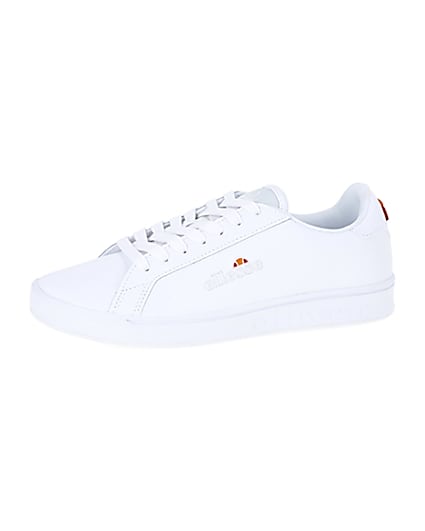 360 degree animation of product Ellesse white leather lace-up trainers frame-2