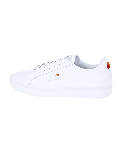 360 degree animation of product Ellesse white leather lace-up trainers frame-4
