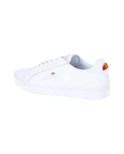 360 degree animation of product Ellesse white leather lace-up trainers frame-5
