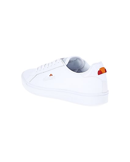 360 degree animation of product Ellesse white leather lace-up trainers frame-6