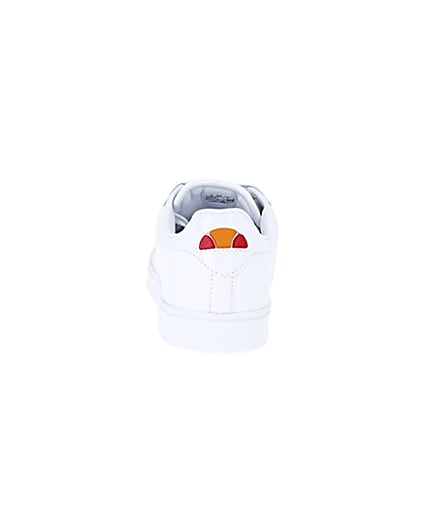 360 degree animation of product Ellesse white leather lace-up trainers frame-9
