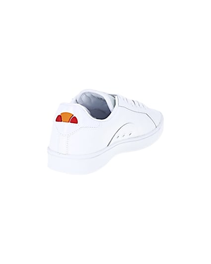 360 degree animation of product Ellesse white leather lace-up trainers frame-11