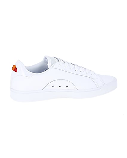 360 degree animation of product Ellesse white leather lace-up trainers frame-14