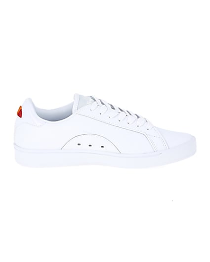 360 degree animation of product Ellesse white leather lace-up trainers frame-15
