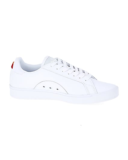 360 degree animation of product Ellesse white leather lace-up trainers frame-16