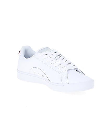 360 degree animation of product Ellesse white leather lace-up trainers frame-18