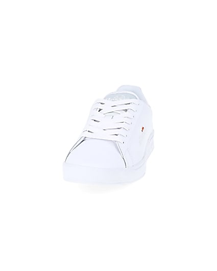 360 degree animation of product Ellesse white leather lace-up trainers frame-22