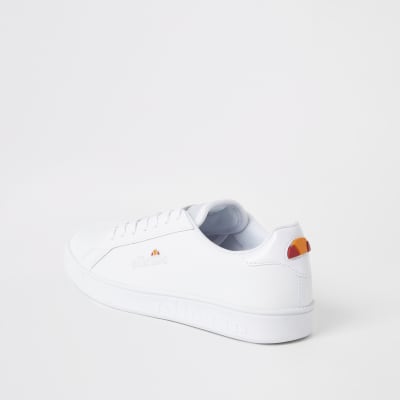 Ellesse white leather lace-up trainers