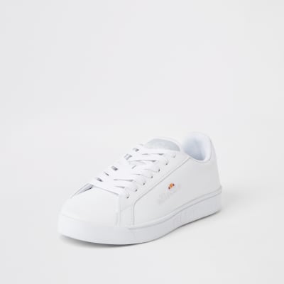 Ellesse white leather lace-up trainers