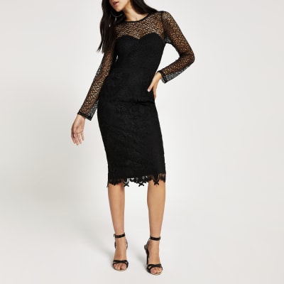 Forever Unique black lace bodycon midi 