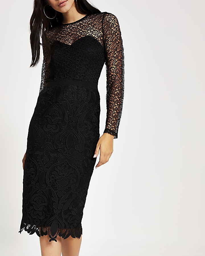 Forever Unique black lace midi dress
