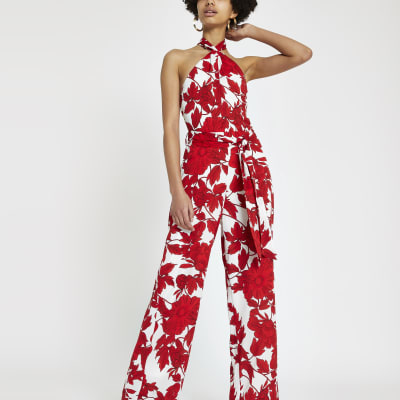 river island red jumpsuit