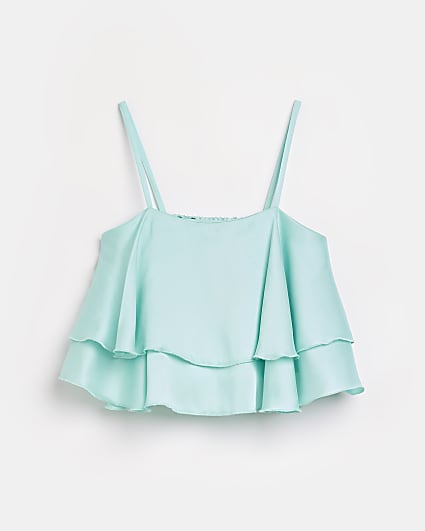 Girls aqua double layer camisole top