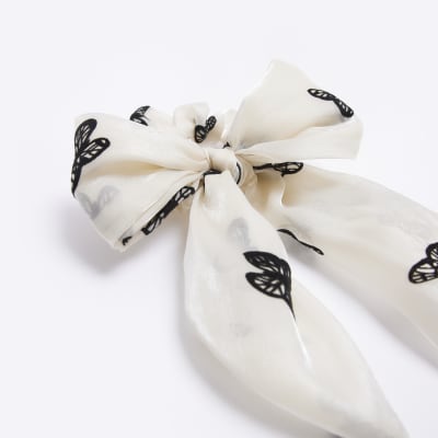 Girls Beige Butterfly Bow Hair Scrunchie