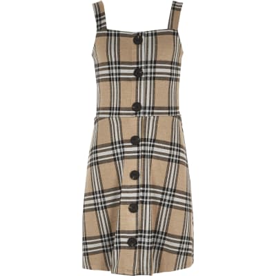 river island check pinafore