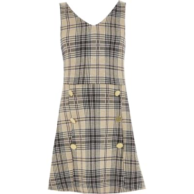 girls checked pinafore