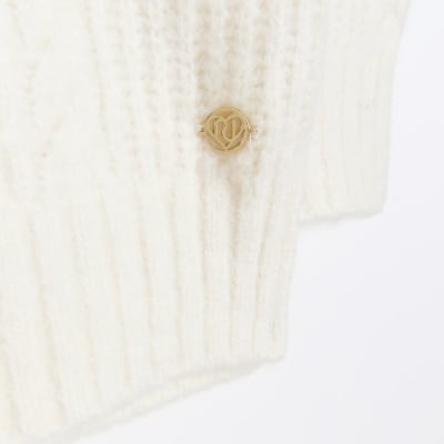 Girls beige chunky cable jumper | River Island