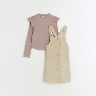 Girls cord pinafore sale