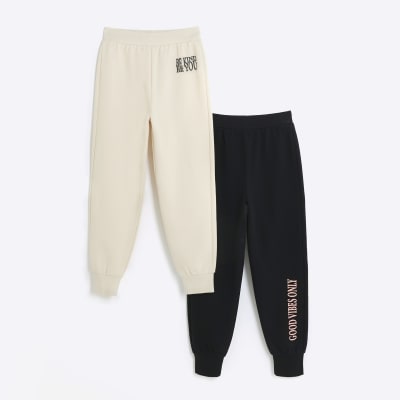 Girls black cuffed joggers