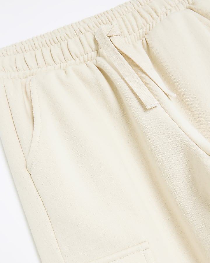 Girls beige jersey cargo trousers