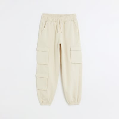 Girls beige jersey cargo trousers | River Island