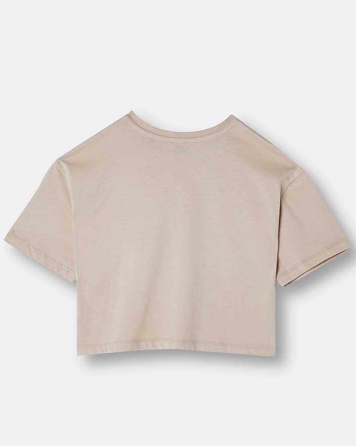 Girls beige 'Limited Edition' print t-shirt