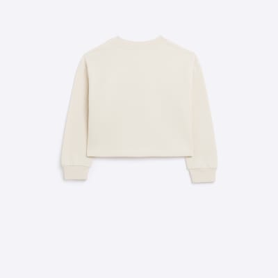 Girls beige long sleeve sweatshirt