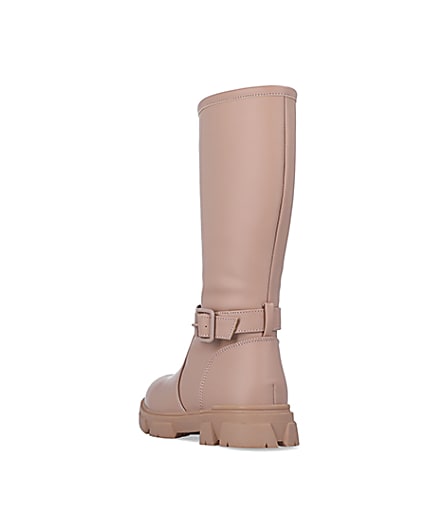 360 degree animation of product Girls Beige Rubberised Buckle Calf Boots frame-7