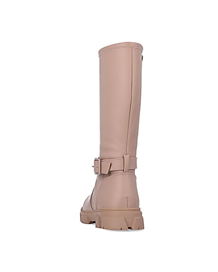 360 degree animation of product Girls Beige Rubberised Buckle Calf Boots frame-8